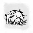 piglet in a field tattoo design idea