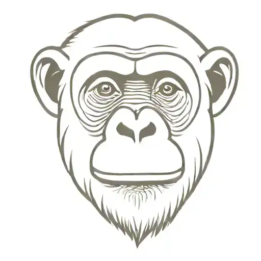 chimpanzee black and white silhouette stencil no eyes crouching facing forward tattoo design idea