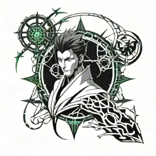  aizen from bleach anime tattoo design idea