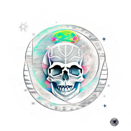 Moon, Skull, Symbols, Viking Runes tattoo design idea