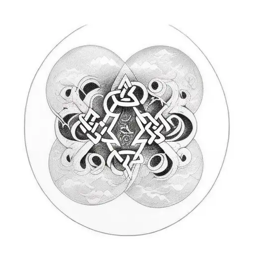 Moon, Viking Runes, Gaelic language tattoo design idea