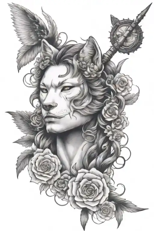 gods plan a wolf tattoo design idea