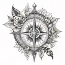 A celestial compass design with each direction pointing towards a different family member, guiding you through life's journey and connecting you to your loved ones in heaven tattoo design idea