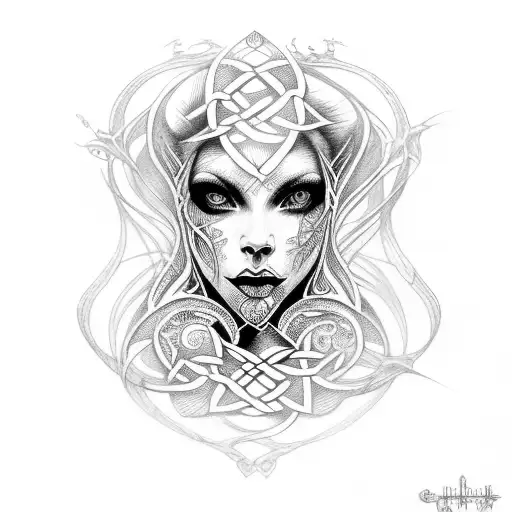 banshee, Celtic, woman, realism,  tattoo design idea