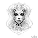 banshee, Celtic, woman, realism,  tattoo design idea