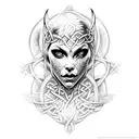 banshee, Celtic, woman, realism,  tattoo design idea