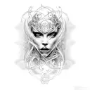 banshee, Celtic, woman, realism,  tattoo design idea