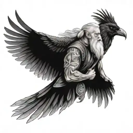 odin and his raven tattoo design idea