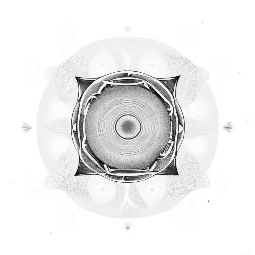 A trumpet with concentric circles radiating from it tattoo design idea