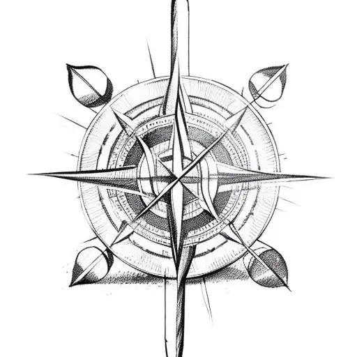 arrow with a compass tattoo design idea