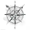 arrow with a compass tattoo design idea