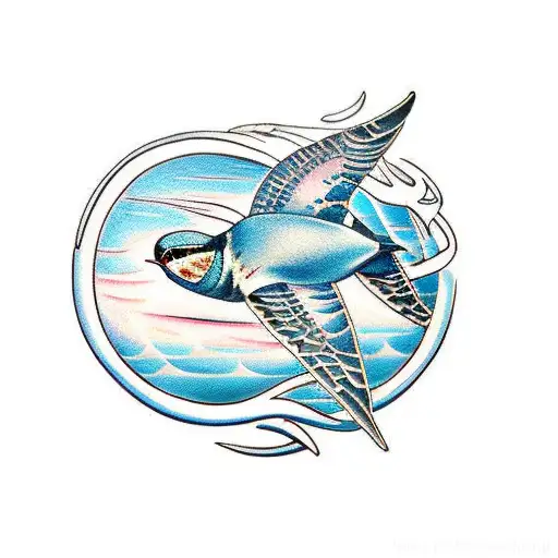 ship of the line, swallow, shellback turtle tattoo design idea