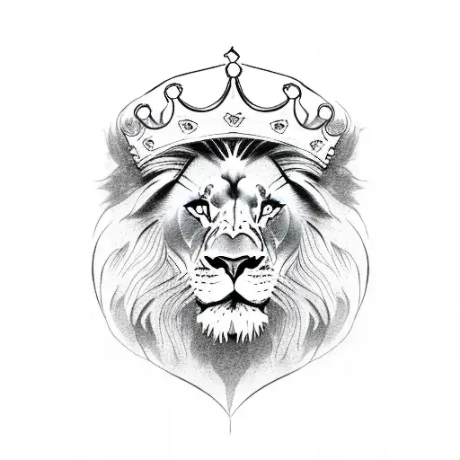 lion head with crown drawing