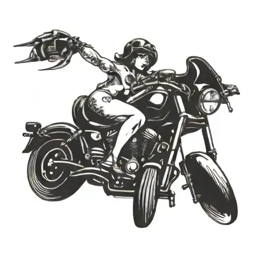 nude lady on motorcycle tattoo design idea