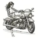 nude lady on motorcycle tattoo design idea