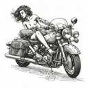 nude lady on motorcycle tattoo design idea