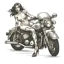 nude lady on motorcycle tattoo design idea