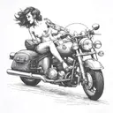 nude lady on motorcycle tattoo design idea