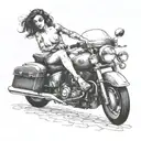 nude lady on motorcycle tattoo design idea