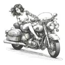 nude lady on motorcycle tattoo design idea