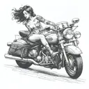 nude lady on motorcycle tattoo design idea