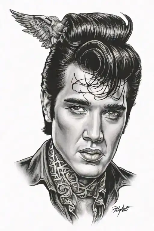 elvis Presley faces tattoo design idea