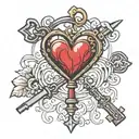heart key tattoo design idea
