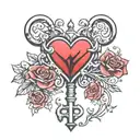 heart key tattoo design idea