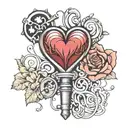 heart key tattoo design idea