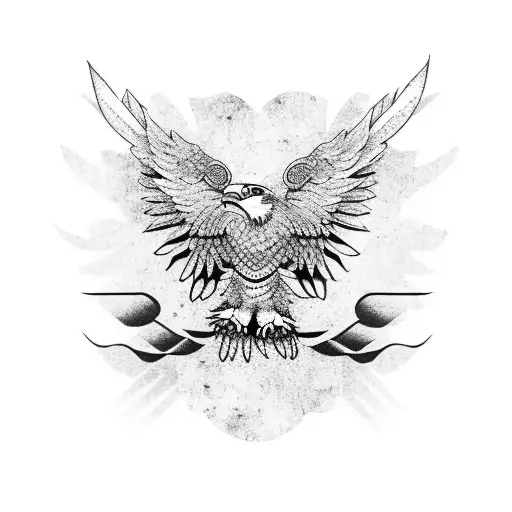 eagle with chinese calligraphy saying loyalty tattoo design idea
