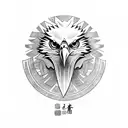 eagle with chinese calligraphy saying loyalty tattoo design idea