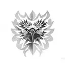 eagle with chinese calligraphy saying loyalty tattoo design idea