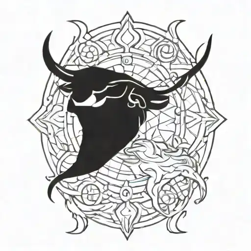 2 Taurus symbols, 1 Gemini, Pisces, Virgo symbols inside each other tattoo design idea