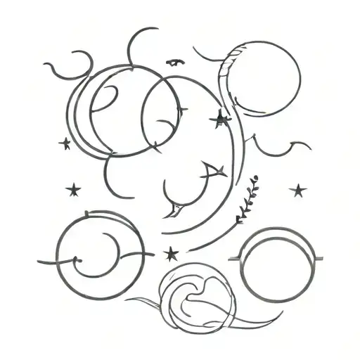 2 Taurus symbols, 1 Gemini, Pisces, Virgo symbols within each other  tattoo design idea