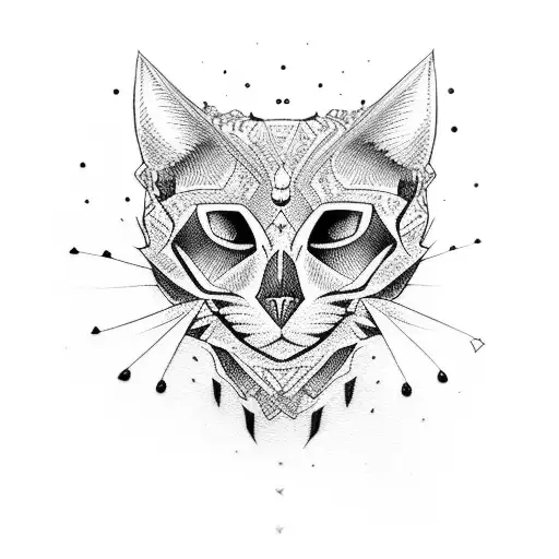 skull cat  tattoo design idea