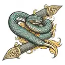 snake wrapped around scalpel  tattoo design idea