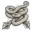snake wrapped around scalpel  tattoo design idea