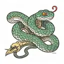 snake wrapped around scalpel  tattoo design idea