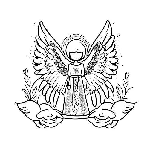 angel dog tattoo design idea