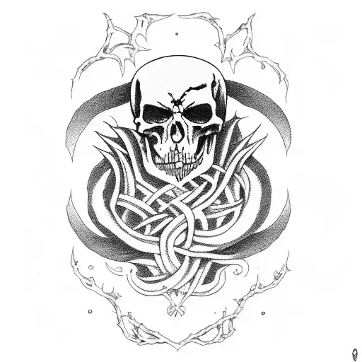 Blackwork Death Tarot Rat King Tattoo Idea - BlackInk AI