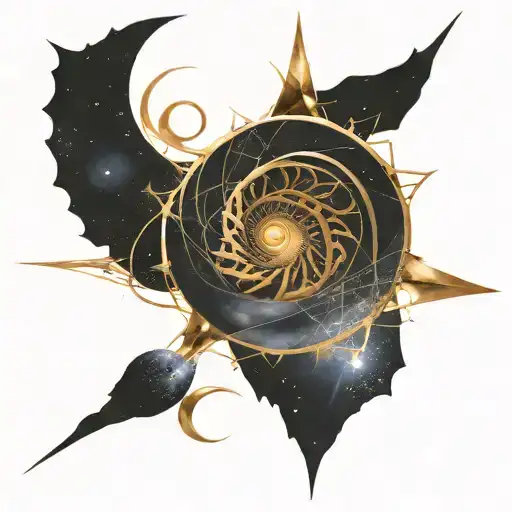 golden ratio galaxy background tattoo design idea