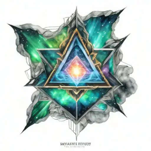 metatron cube northern lights shining tattoo design idea