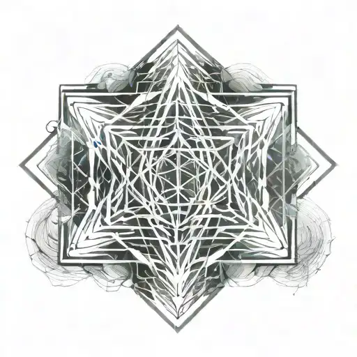 metatron cube northern lights shining tattoo design idea