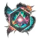 metatron cube northern lights shining tattoo design idea