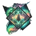 metatron cube northern lights shining tattoo design idea