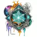 metatron cube northern lights shining tattoo design idea