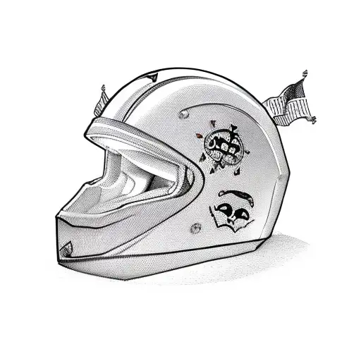 motocross helmet pirate flag tattoo design idea