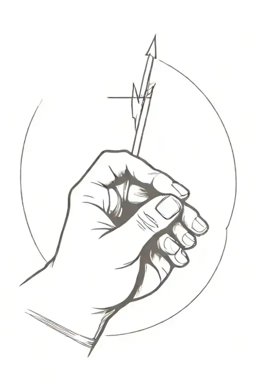 hands in prayer position, with arrow shot through them tattoo design idea