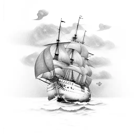 ship in storm tattoo design idea