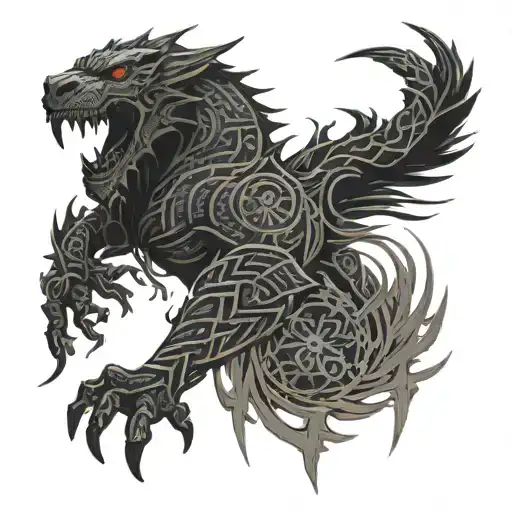 kratos, blades of chaos, runes, mandala, symbols, storylike tattoo design idea